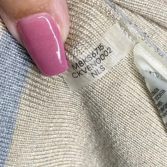 Calvin Klein Striped Heavy Knit Cardigan Large - Picture 7 of 10